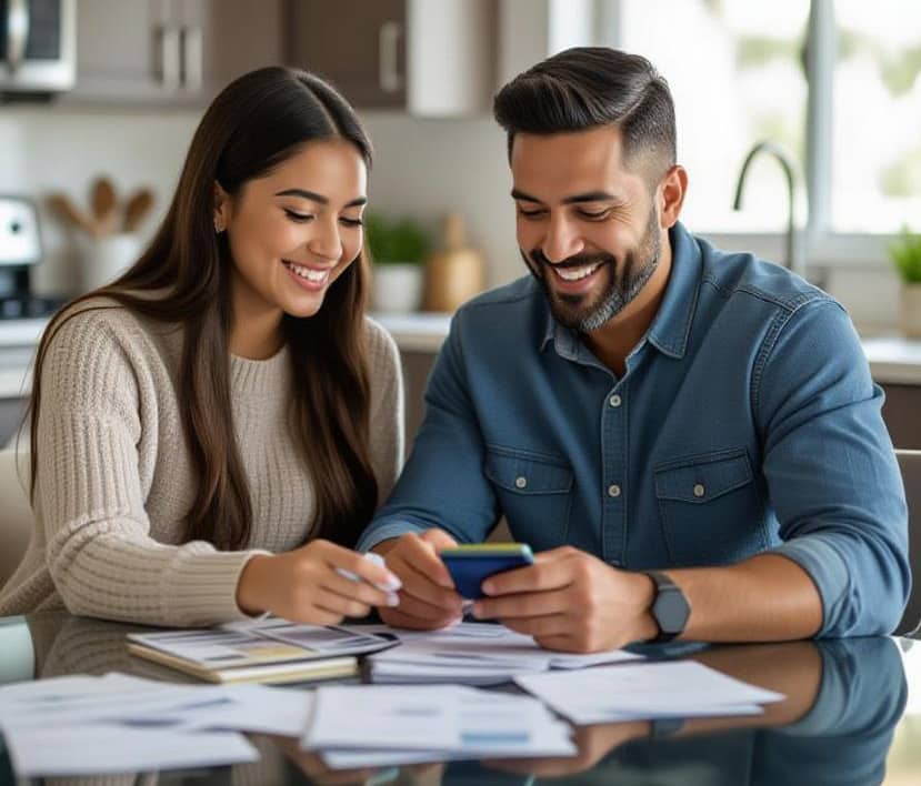 Couple planning their finances together